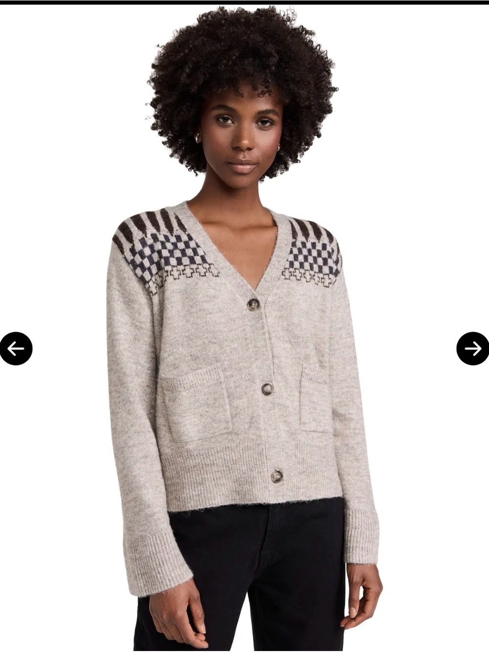 LNA‎ Raina Fair Isle Cardigan Cream Patterned V-Neck Size L